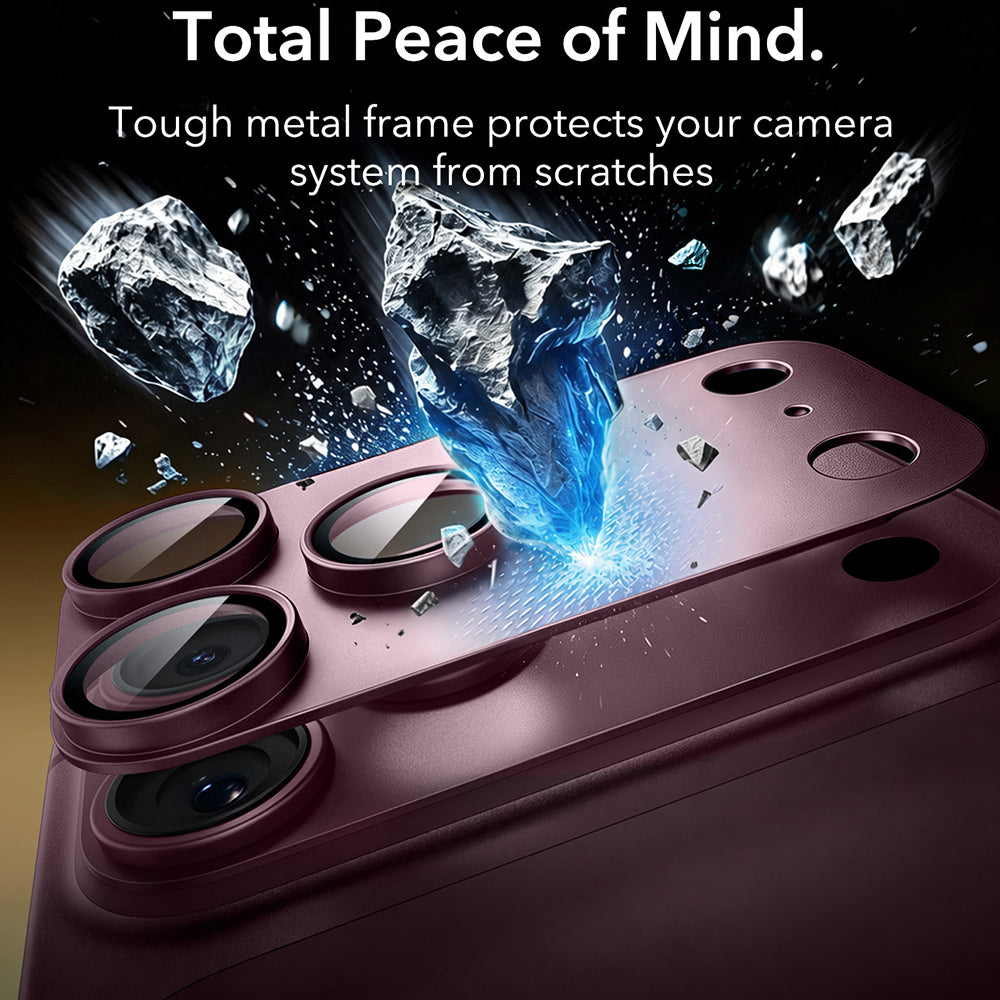 Film de protection pour caméra arrière ESR Armorite Pro pour Apple iPhone 18 Pro Max, Verre trempé, Bordeaux foncé