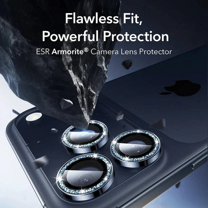 Film de protection pour caméra arrière ESR Glitter Diamond Armorite pour Apple iPhone 17 Pro Max / 17 Pro, Verre Trempé, Full Glue, Bleu