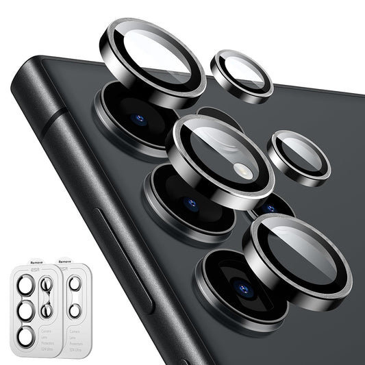 Film de protection pour caméra arrière ESR pour Samsung Galaxy S24 Ultra S928, Verre Trempé, Lot de 2 pièces, Noir