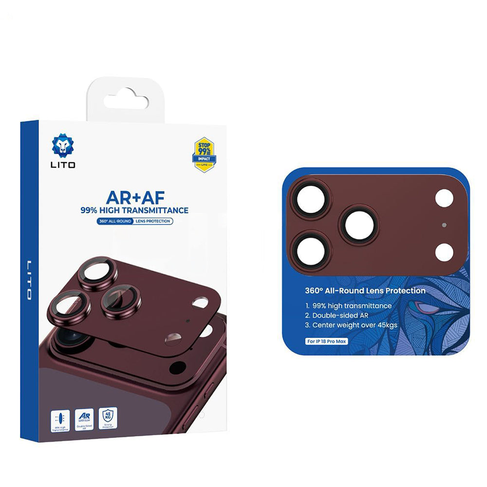 Film de protection pour caméra arrière Lito Crown Halo AR + AF pour Apple iPhone 18 Pro Max, Verre trempé, Bordeaux