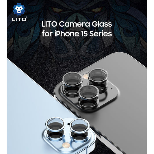 Film de protection pour caméra arrière Lito S+ pour Apple iPhone 15 Pro Max / 15 Pro, Verre trempé, Bleu