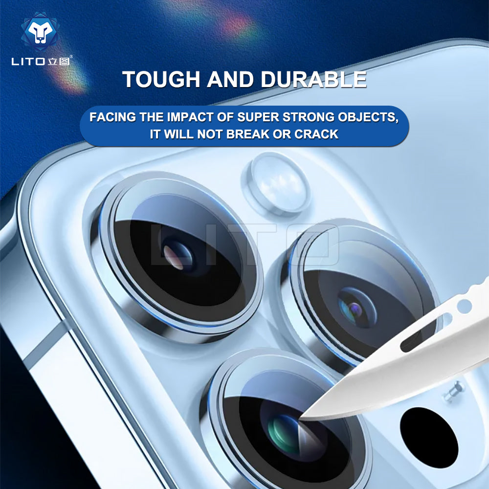 Film de protection pour caméra arrière Lito S+ pour Apple iPhone 15 Pro Max / 15 Pro, Verre trempé, Argenté