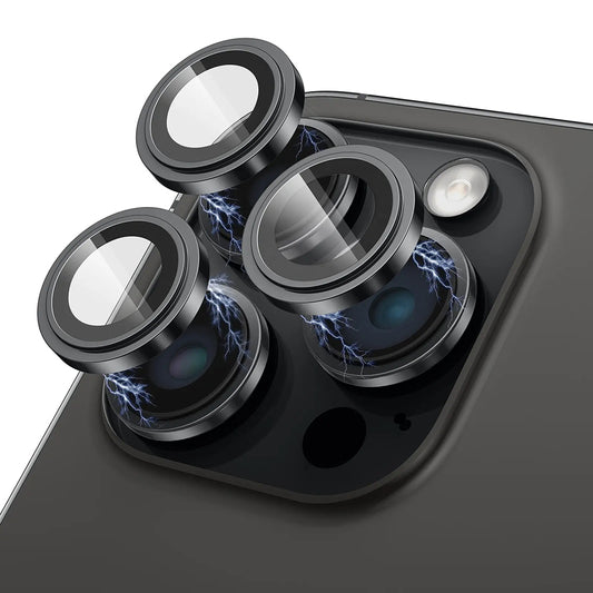Film de protection pour caméra arrière Lito S+ pour Apple iPhone 15 Pro Max / 15 Pro, Verre trempé, Noir