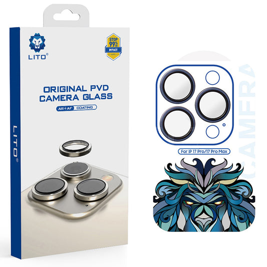 Film de protection Caméra Arrière Lito Titanium AR pour Apple iPhone 17 Pro Max / 17 Pro, Verre Trempé, Bleu Marine