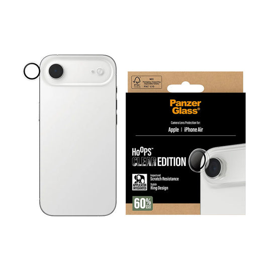 Film de protection pour caméra arrière PanzerGlass Hoops pour Apple iPhone 17 Air, Verre Trempé, Transparent