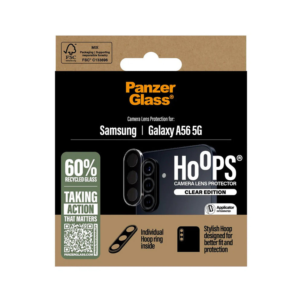Film de protection Caméra Arrière PanzerGlass Hoops pour Samsung Galaxy A56 A566, Verre Trempé, Transparent