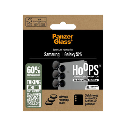 Film de protection Caméra Arrière PanzerGlass Hoops pour Samsung Galaxy S25 S931, Verre Trempé, Noir