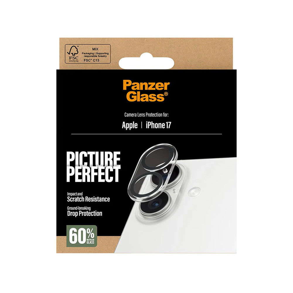 Film de protection Caméra Arrière PanzerGlass PicturePerfect pour Apple iPhone 17, Verre Trempé, Transparent