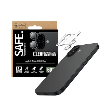 Film de protection pour caméra arrière PanzerGlass Safe. pour Apple iPhone 17 / 16 Plus / 16, Verre Trempé, Transparent.