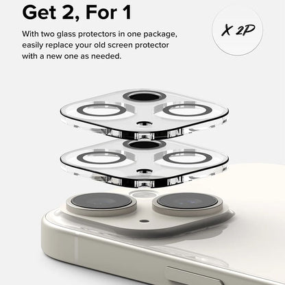 Film de protection pour caméra arrière Ringke pour Apple iPhone 15 Plus / 15, Verre Trempé, Lot de 2 pièces, Transparent
