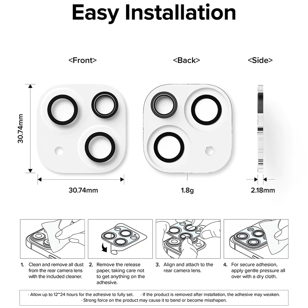 Film de protection pour caméra arrière Ringke pour Apple iPhone 15 Plus / 15, Verre Trempé, Lot de 2 pièces, Transparent