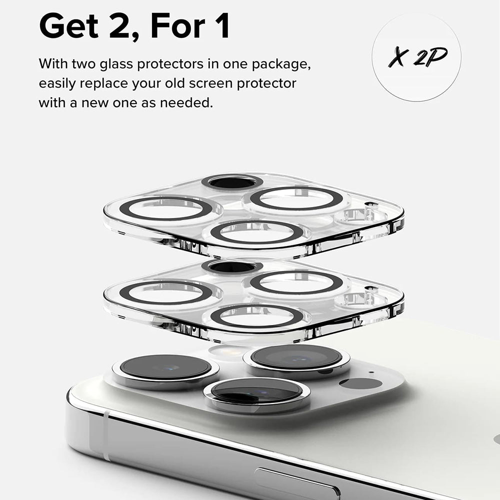Film de protection pour caméra arrière Ringke pour Apple iPhone 15 Pro Max, Verre Trempé, Lot de 2 pièces, Transparent