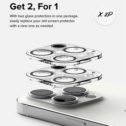 Film de protection pour caméra arrière Ringke pour Apple iPhone 15 Pro Max, Verre Trempé, Lot de 2 pièces, Transparent