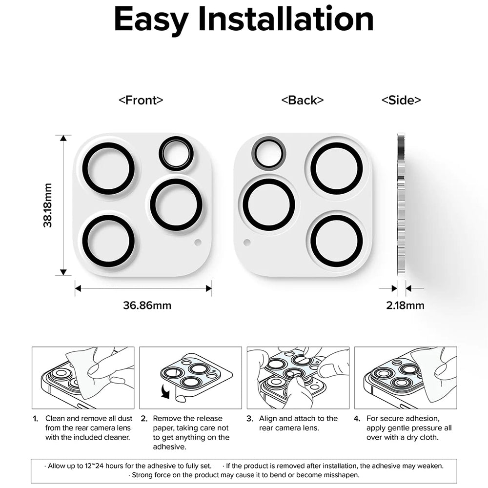 Film de protection pour caméra arrière Ringke pour Apple iPhone 15 Pro Max, Verre Trempé, Lot de 2 pièces, Transparent