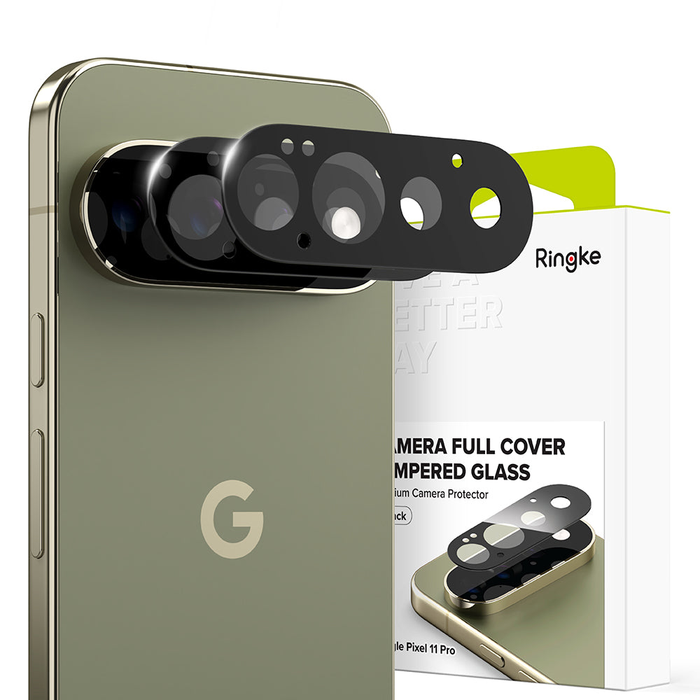Film de protection pour caméra arrière Ringke pour Google Pixel 11 Pro, Verre trempé, Lot de 2 pièces, Noir