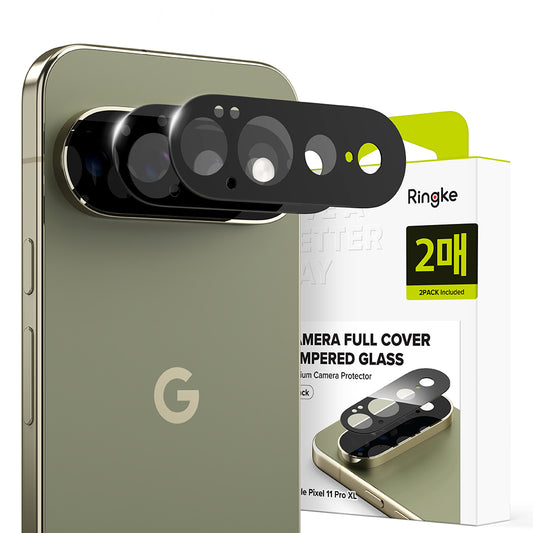Film de protection pour caméra arrière Ringke pour Google Pixel 11 Pro XL, Verre trempé, Lot de 2 pièces, Noir