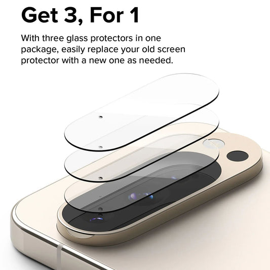 Film de protection pour caméra arrière Ringke pour Google Pixel 9 Pro XL, Verre Trempé, Lot de 3 pièces, Transparent
