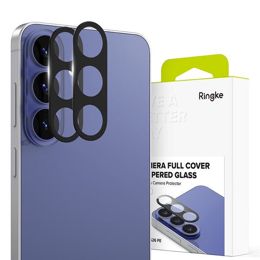 Ringke Rear Camera Protective Film for Samsung Galaxy S26 FE S741, Tempered Glass, Set of 2 Pieces, Black