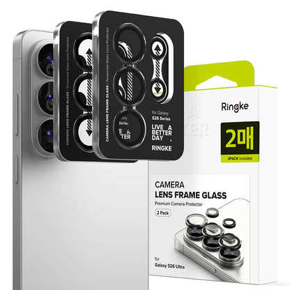Film de protection Ringke pour caméra arrière Samsung Galaxy S26 Ultra S948, Verre trempé, Lot de 2 pièces, Noir