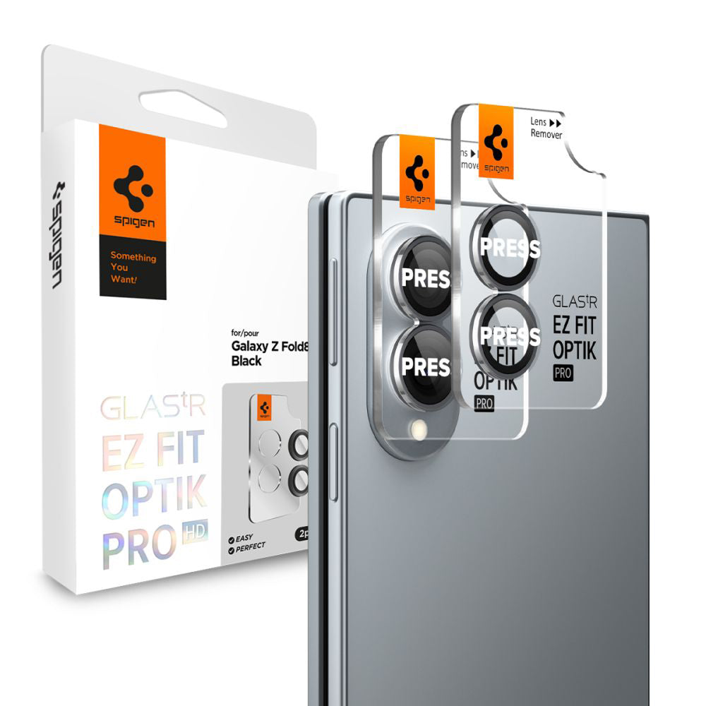 Film de protection pour caméra arrière Spigen GlastR EZ FIT Optik Pro HD pour Samsung Galaxy Z Fold8 F971, Verre trempé, Lot de 2 pièces, Noir AGL11944