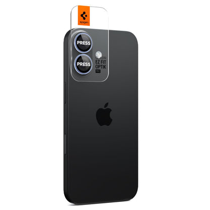 Film de protection pour caméra arrière Spigen GlastR EZ FIT Optik Pro pour Apple iPhone 17 / 16 Plus / 16, Verre trempé, Lot de 2 pièces, Bleu