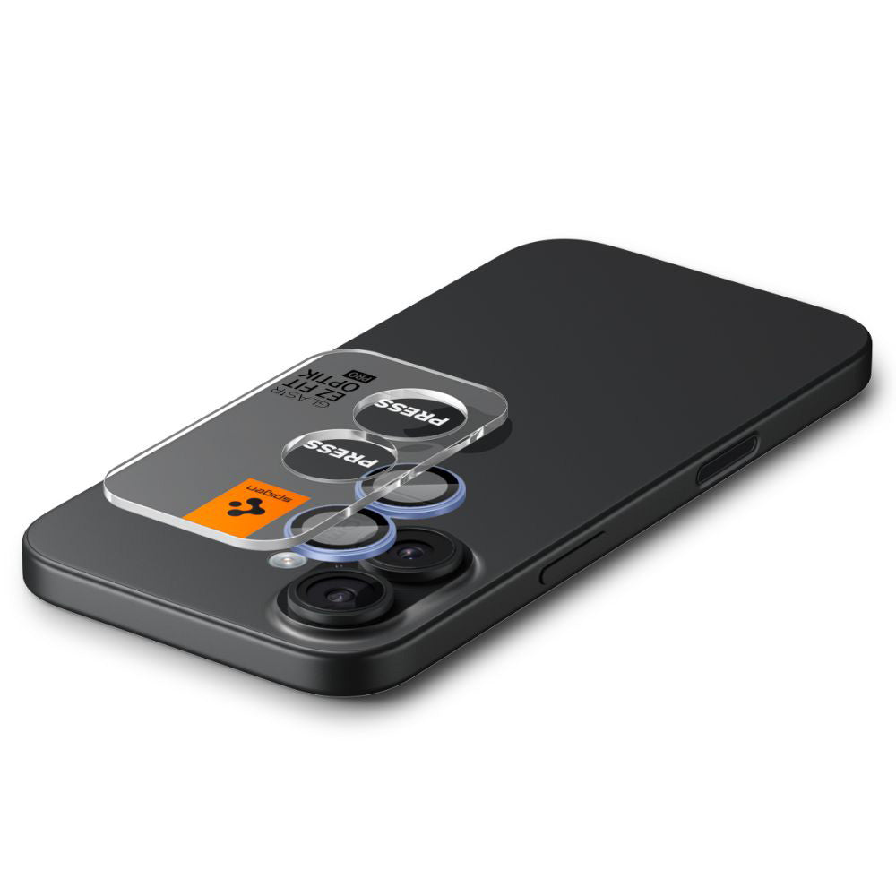 Film de protection pour caméra arrière Spigen GlastR EZ FIT Optik Pro pour Apple iPhone 17 / 16 Plus / 16, Verre trempé, Lot de 2 pièces, Bleu