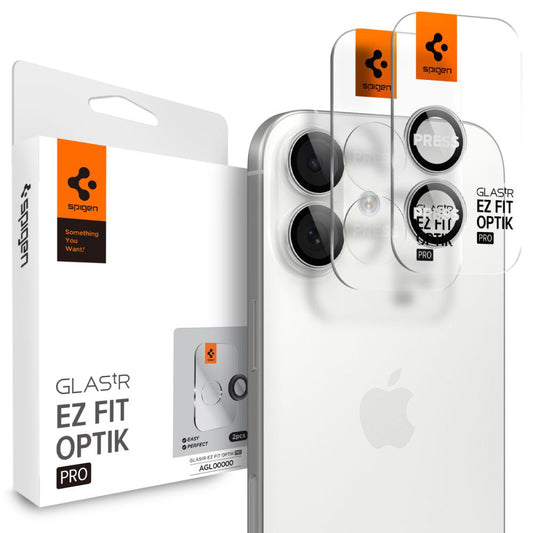 Film de protection pour caméra arrière Spigen GlastR EZ FIT Optik Pro pour Apple iPhone 17 / 16 Plus / 16, Verre Trempé, Lot de 2 pièces, Argenté