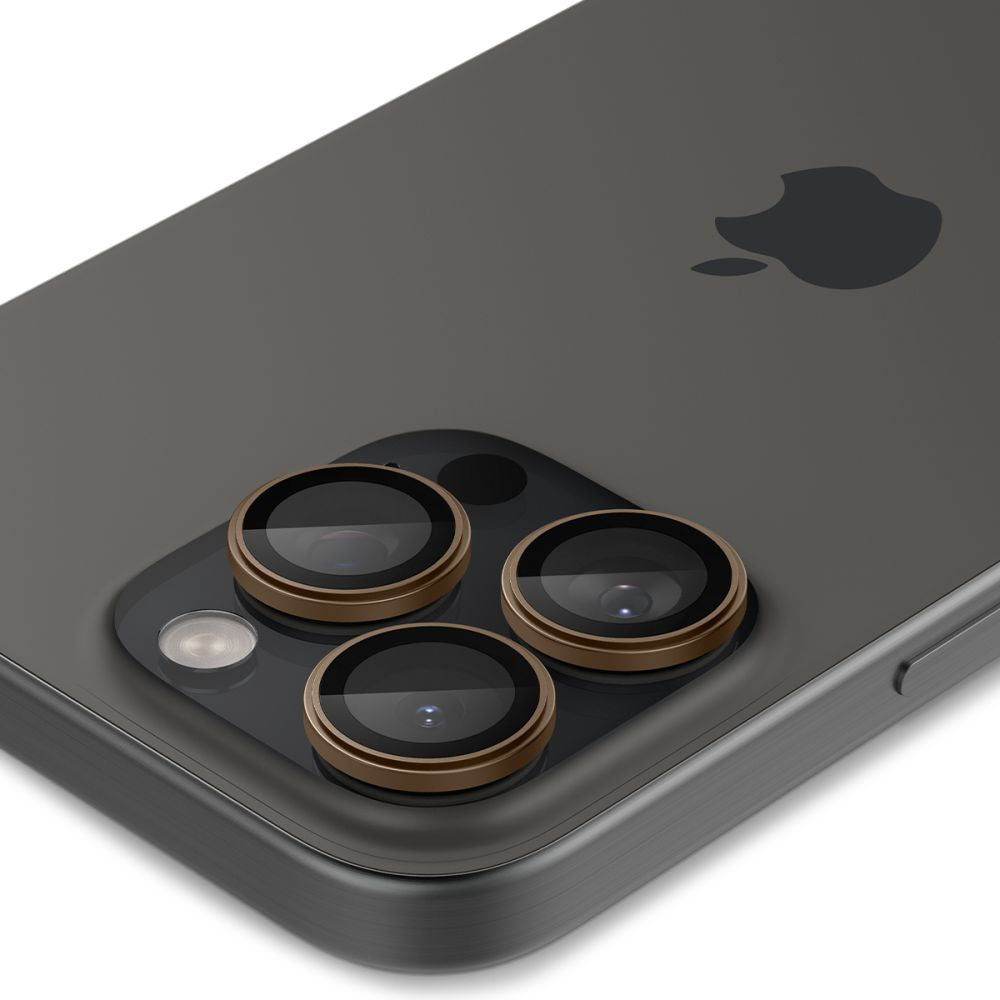 Film de protection pour caméra arrière Spigen GlastR EZ FIT Optik Pro pour Apple iPhone 16 Pro, Verre Trempé, Lot de 2 pièces, Bronze AGL08862