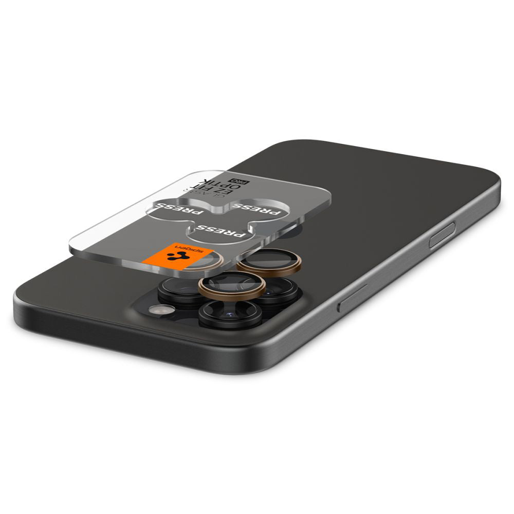 Film de protection pour caméra arrière Spigen GlastR EZ FIT Optik Pro pour Apple iPhone 16 Pro, Verre Trempé, Lot de 2 pièces, Bronze AGL08862
