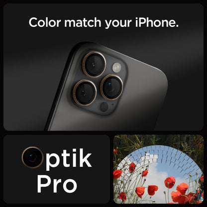 Film de protection pour caméra arrière Spigen GlastR EZ FIT Optik Pro pour Apple iPhone 16 Pro, Verre Trempé, Lot de 2 pièces, Bronze AGL08862