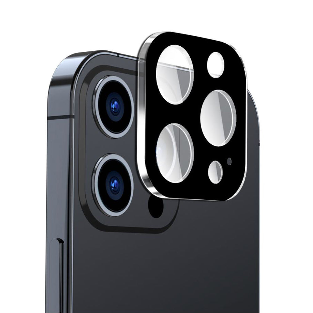 Film de protection pour caméra arrière Techsuit pour Apple iPhone 15 Pro Max / 15 Pro, Verre trempé, Noir