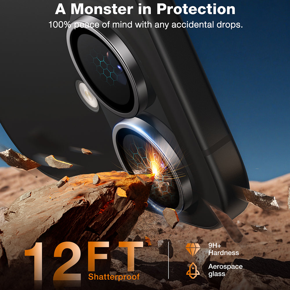 Film de protection Caméra Arrière Torras Lensguard pour Apple iPhone 16 Plus / 16, Verre Trempé, Noir