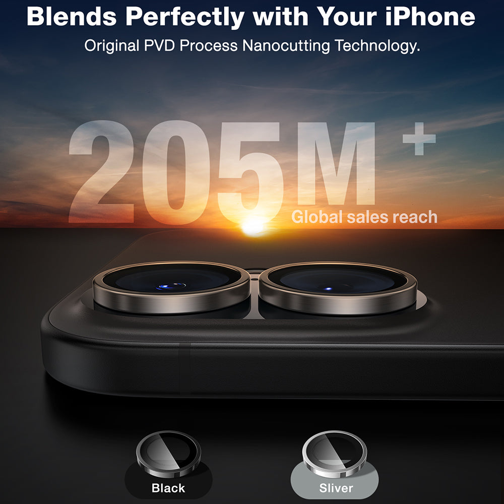 Film de protection Caméra Arrière Torras Lensguard pour Apple iPhone 16 Plus / 16, Verre Trempé, Noir