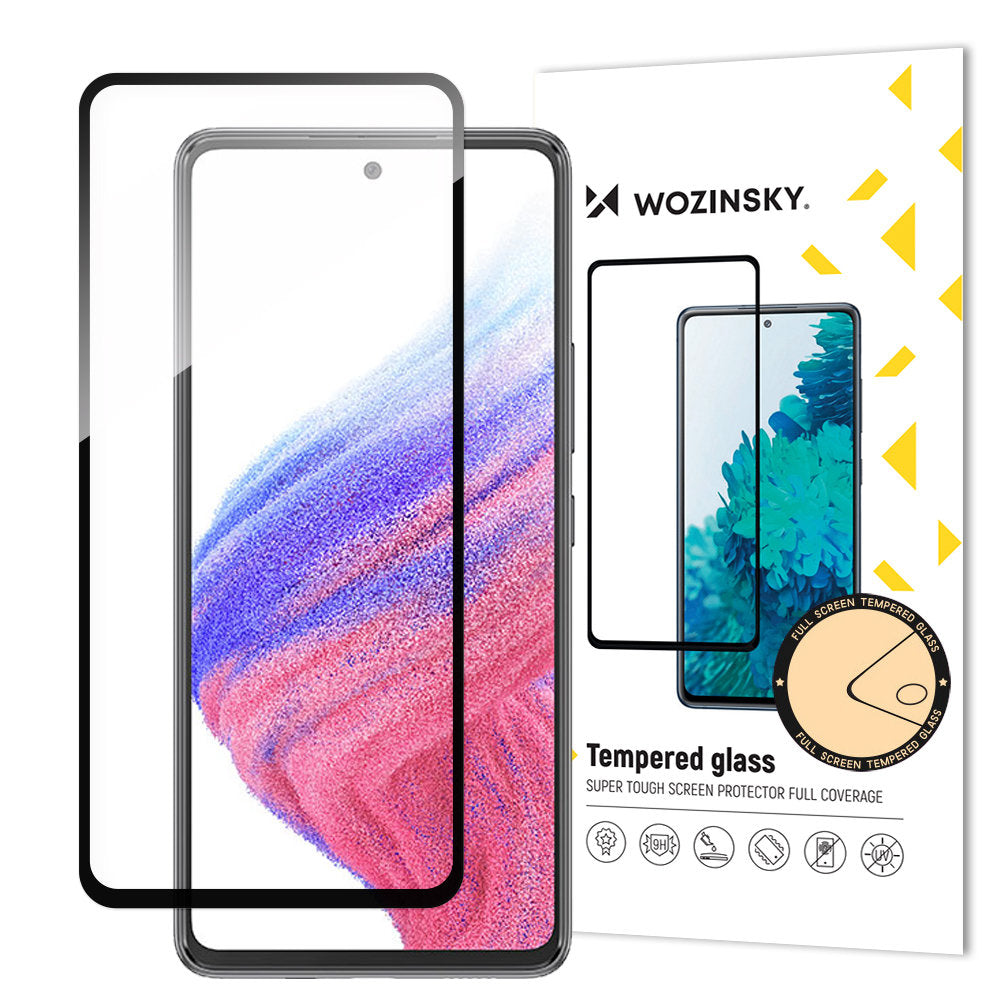 WZK Film de protection d'écran pour Samsung Galaxy A54 A546, Verre blindé, Full Glue, Noir