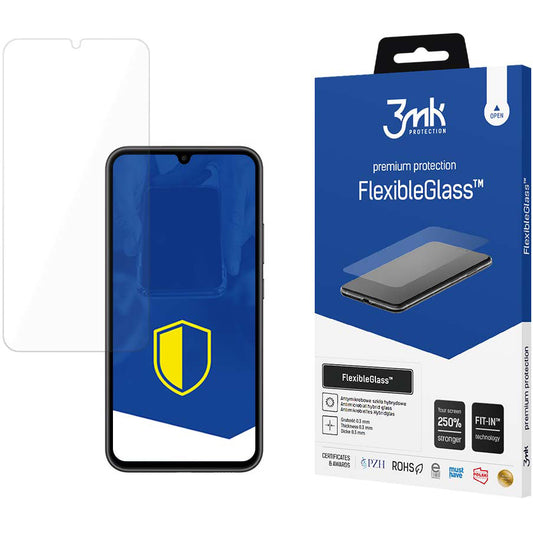 Film de protection d'écran 3MK FlexibleGlass pour Samsung Galaxy A34 A346, Verre flexible, Full Glue 