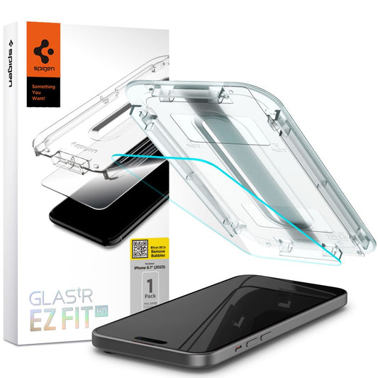 Film de protection d'écran Spigen GlastR EZ FIT HD pour Apple iPhone 15, Verre Trempé, Full Glue, 2.5D AGL06907