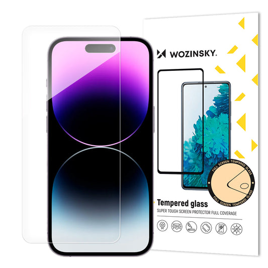 Film de protection d'écran WZK pour Apple iPhone 15 Pro Max, Verre trempé, Adhésif intégral