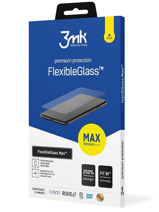 Film de protection d'écran 3MK FlexibleGlass Max pour Samsung Galaxy Galaxy A52s 5G A528 / A52 5G A526 / A52 A525, Verre flexible, Full Glue, Noir