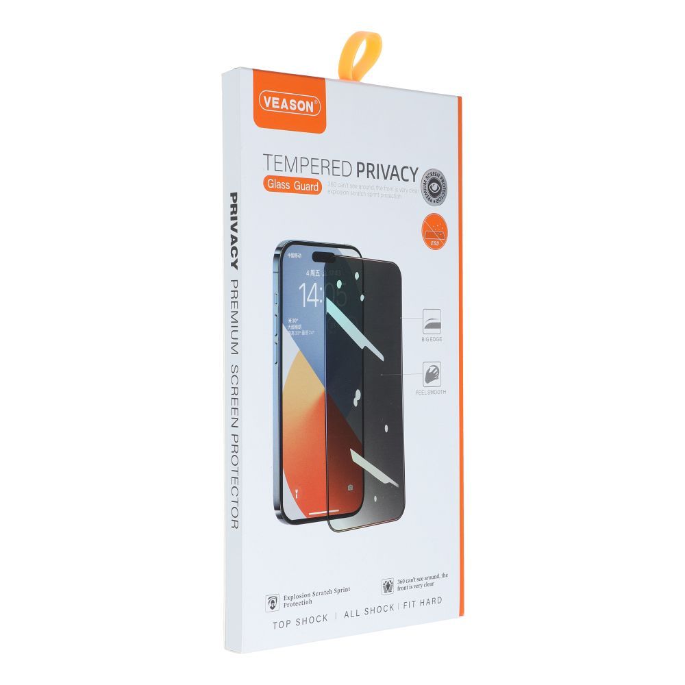 Film de protection d'écran Privacy Veason pour Apple iPhone 15 Pro Max, Verre trempé, Collage complet, 6D