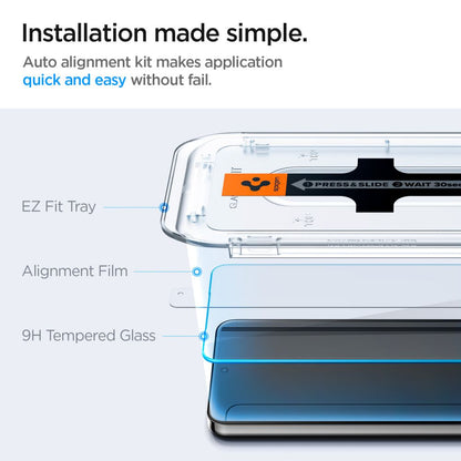 Protection d'écran Spigen EZ FIT pour Samsung Galaxy S25 S931 / S24 S921, Verre protégé, Collage complet, Set 2 pièces 