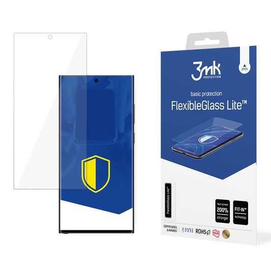 Film de protection d'écran 3MK FlexibleGlass Lite pour Samsung Galaxy S24 Ultra S928, Verre flexible, Full Glue 