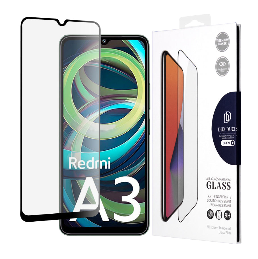 DUX DUCIS Protection d'écran pour Xiaomi Redmi A3, Verre de protection, colle pour bords, noir