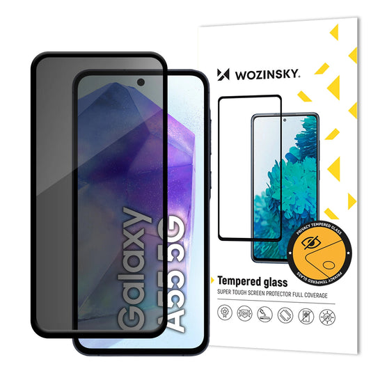 Film de protection d'écran Privacy WZK AntiSpy pour Samsung Galaxy A55 5G A556, Verre Trempé, Collage Complet