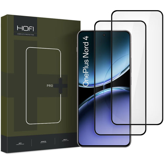 HOFI Glass PRO+ Protecteur d'écran pour OnePlus Nord 4, Verre protecteur, pleine colle, set de 2 pièces, 2.5D, noir