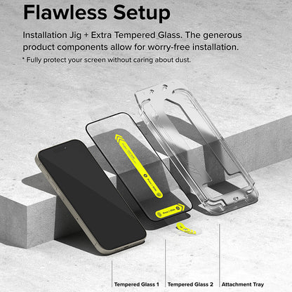 Ringke Easy Slide Screen Protector pour Apple iPhone 16 Pro Max, Full Glue, Full Glue, Set 2 pieces, Black