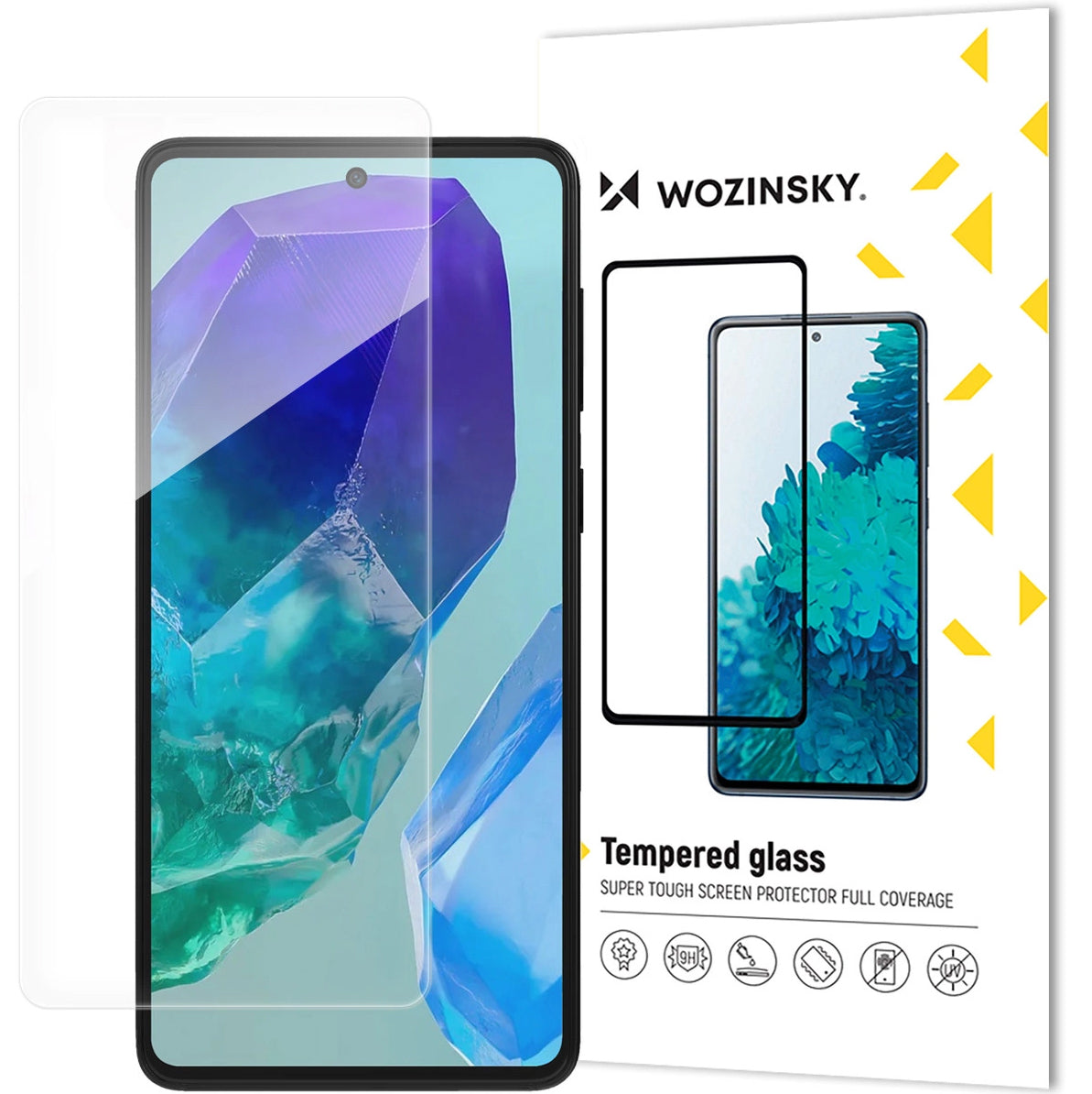 WZK Film de protection d'écran pour Samsung Galaxy M55, Full Glue, Glass Protected, Full Glue 