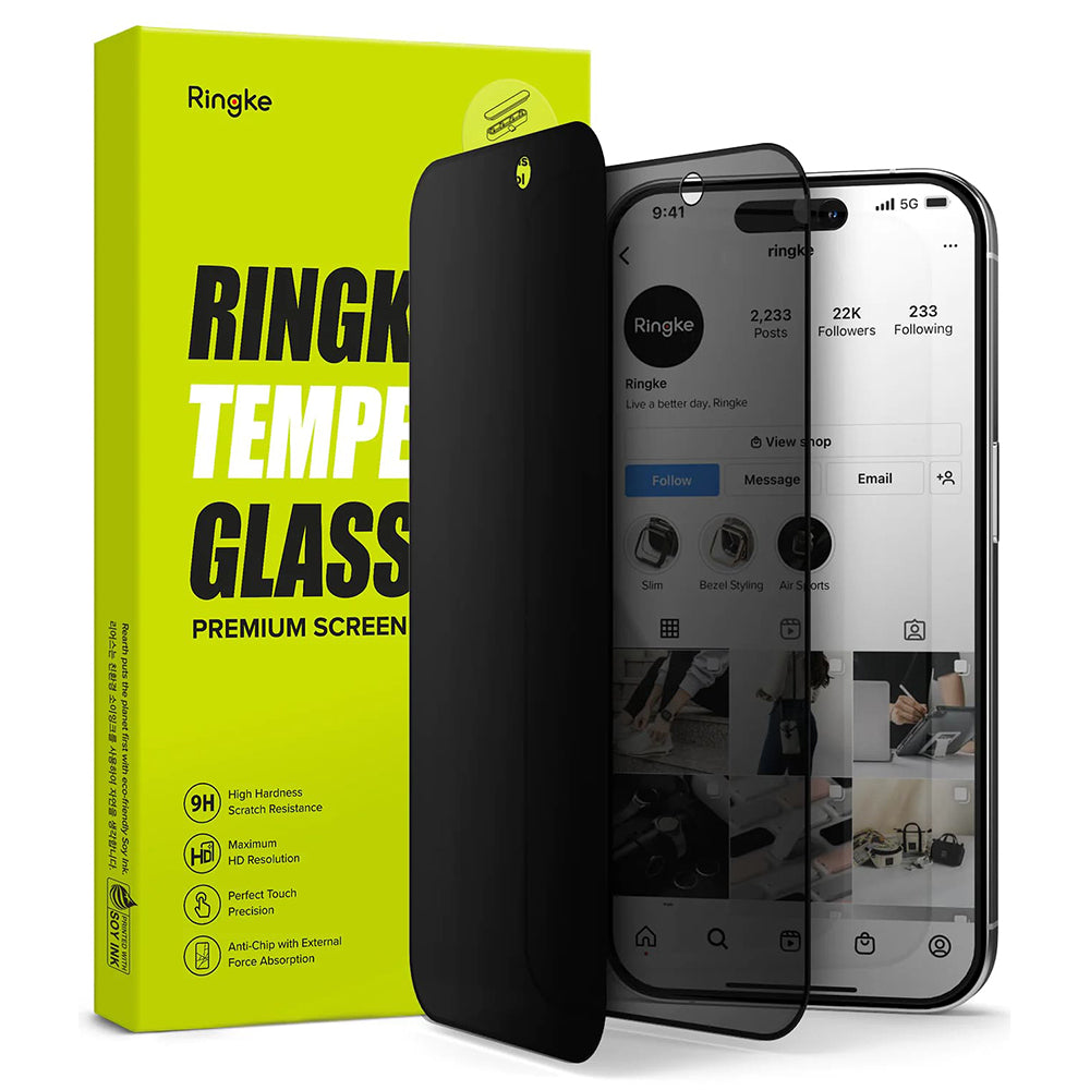 Film de protection écran Privacy Ringke pour Apple iPhone 15 Pro Max, Verre Trempé, Full Glue
