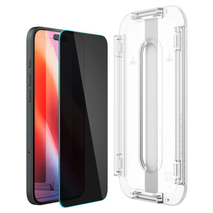 Film de protection écran Privacy Spigen GlastR EZ FIT pour Apple iPhone 16 / 15, Verre Trempé, Full Glue, Lot de 2 pièces AGL06905