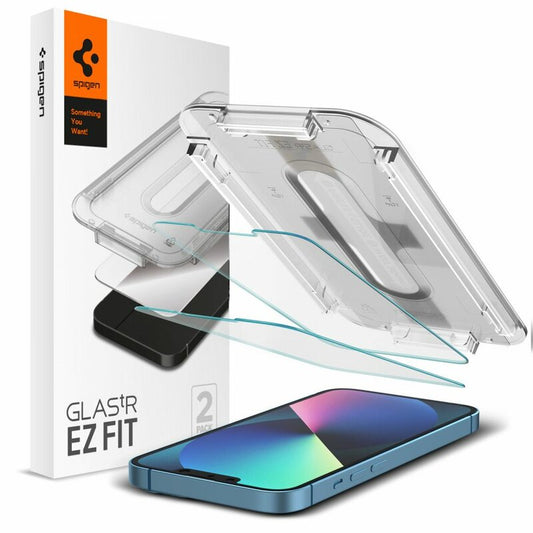 Film de protection d'écran Spigen GlastR EZ FIT pour Apple iPhone 17e / 16e / 14 / 13 Pro, Verre Trempé, Full Glue, Lot de 2 pièces AGL03385
