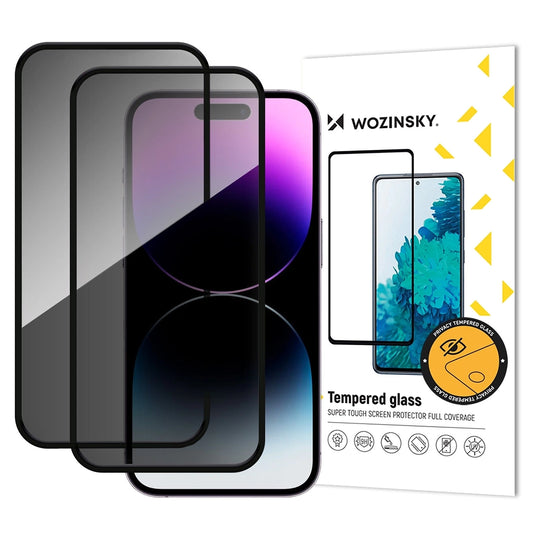 Film de protection Écran Privacy WZK AntiSpy pour Apple iPhone 17 / 16 Pro, Verre Trempé, Full Glue, Lot de 2 pièces